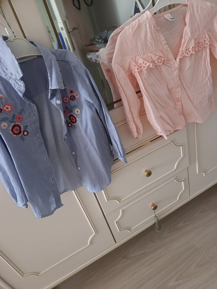 Nakışlı Düğmeli Kısa Kollu Mavi çocuk  Gömlek - Görsel 5