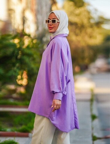 Mango Yarasa Kol Oversize Tunik (Lila)