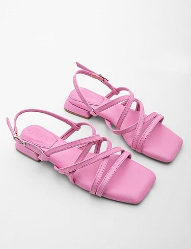 Marjin hakiki deri pembe sandalet