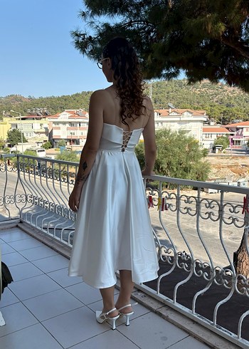 Diğer Askılı Straplez Beyaz A Kesim Gelinlik