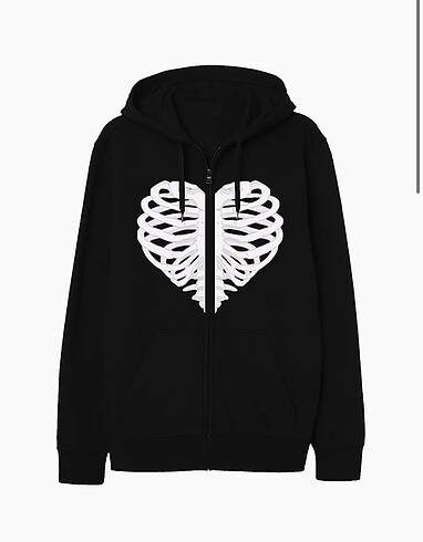 COS WEIRDOS RIBCAGE BLACK ZIPPED HOODIE