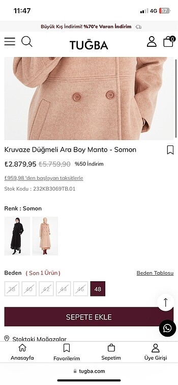 Tuğba&Venn tuğba somon kaşe kruvaze yaka kaban mont ceket tesettür tugba be