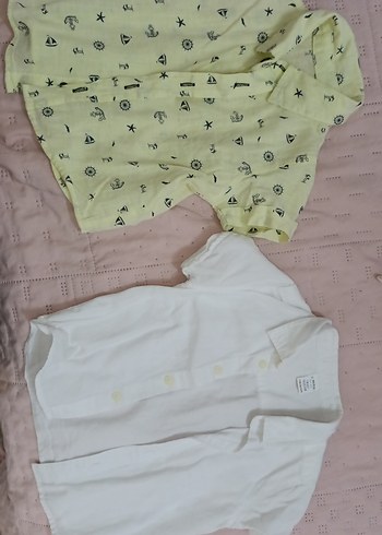 Sarı Desenli Kısa Kollu Erkek Gömlek ve beyaz gomlek - Görsel 3