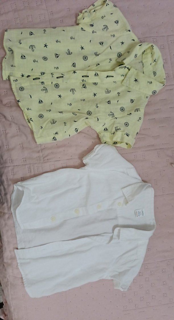 Sarı Desenli Kısa Kollu Erkek Gömlek ve beyaz gomlek - Görsel 3