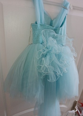 Kız Çocuk Turkuaz Straplez Abiye Elbise - Görsel 5