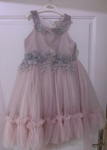 Pembe Nakışlı Fırfırlı Straplez Abiye - Görsel 9