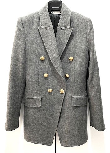 Zara Metal Düğmeli Gri Blazer