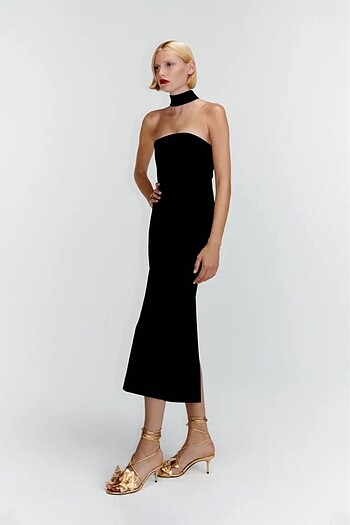 Zara Zara Choker Detaylı Drapeli Elbise