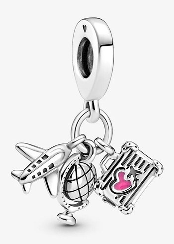 Pandora Orijinal Uçak Bavul Dünya Küresi Sallantılı Charm