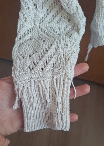 Bohem V Yaka Örgü Kadın Hırka - Görsel 3