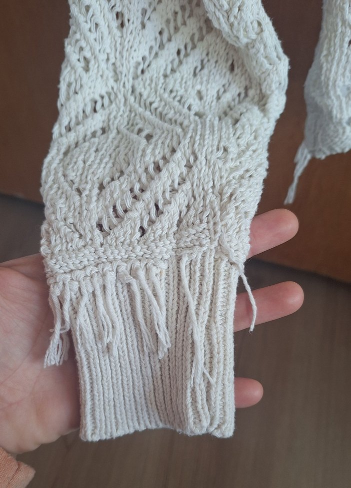 Bohem V Yaka Örgü Kadın Hırka - Görsel 3