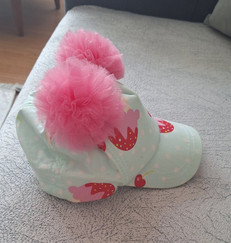 Pembe Fırfırlı Baskılı Şapka - Görsel 2