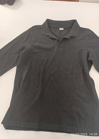 Erkek çocuk Siyah Uzun Kollu Polo Yaka Tişört