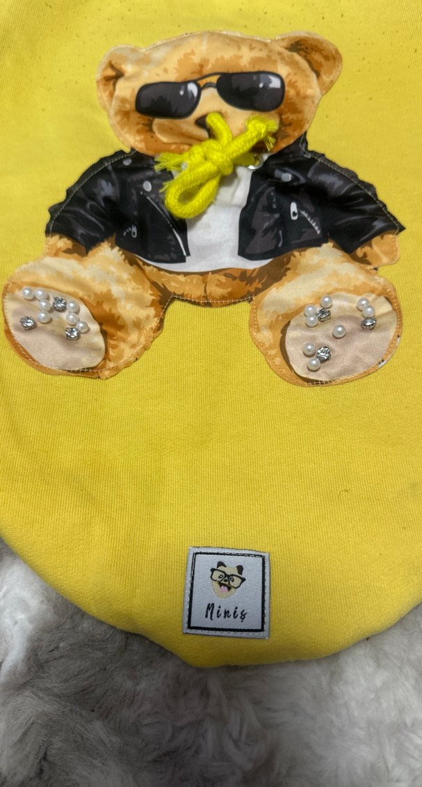 Sarı Baskılı Peluş Detaylı Köpek Kıyafeti - Görsel 2