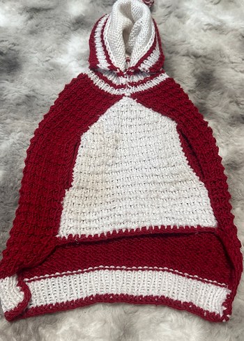 Kırmızı Beyaz Örgü Köpek kışlık kazak - Görsel 2