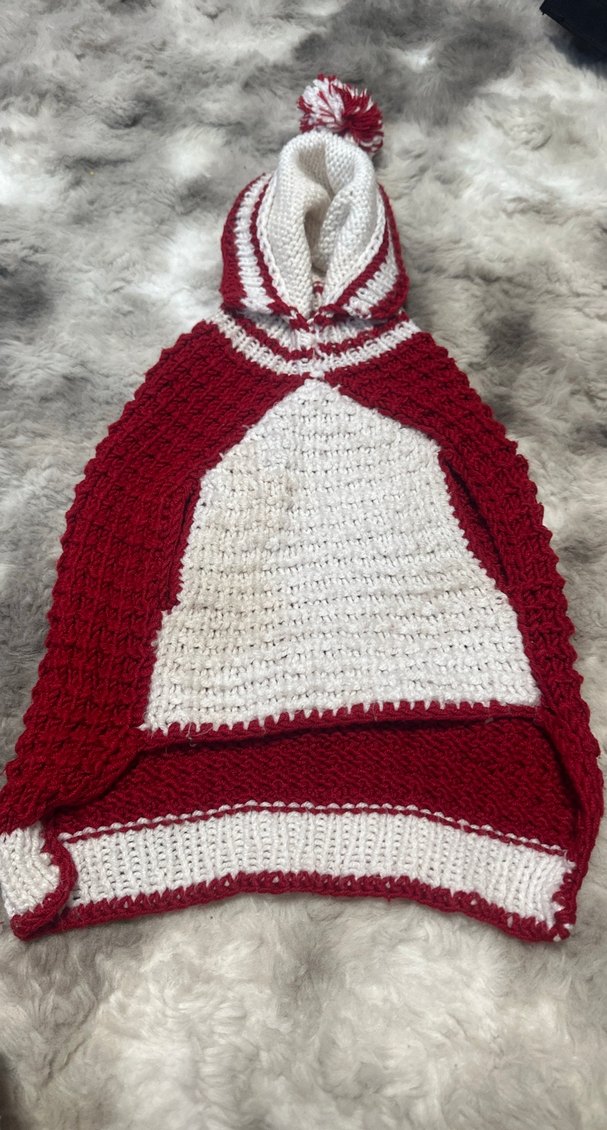 Kırmızı Beyaz Örgü Köpek kışlık kazak - Görsel 2