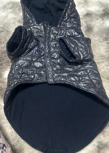 Koyu Gri Yılan Desenli Biker Tarzı Köpek Montu - Görsel 2