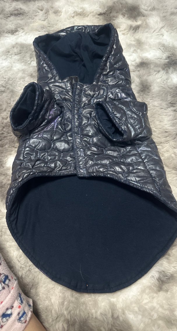 Koyu Gri Yılan Desenli Biker Tarzı Köpek Montu - Görsel 2