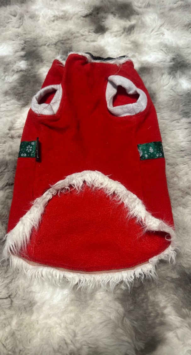 Kırmızı Bağlama Desenli Kürklü Köpek Kıyafeti - Görsel 2