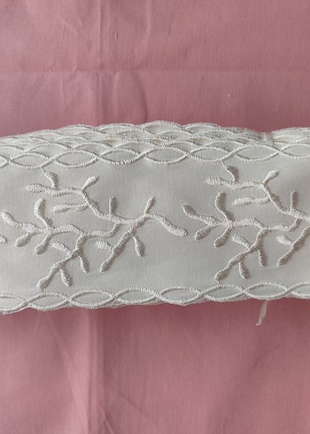  Beden beyaz Renk Nakışlı Pamuk Saten, Güpür, Dantel