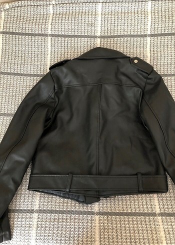 m Beden Kadın Siyah Deri Biker Ceket