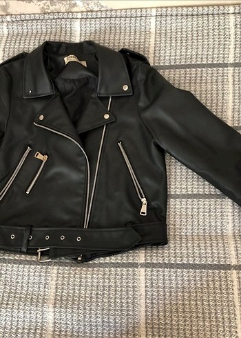 Derimod Kadın Siyah Deri Biker Ceket