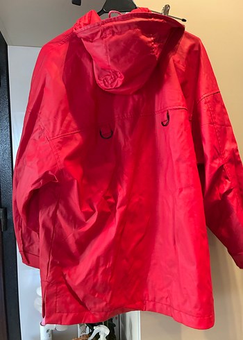 Kadın Kırmızı Midi Yağmurluk Fermuarlı Kapüşonlu - Görsel 3