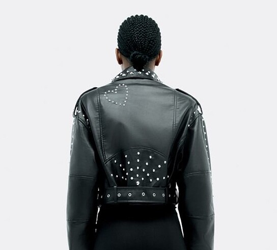 Zara Zara kadın siyah zımbalı deri ceket