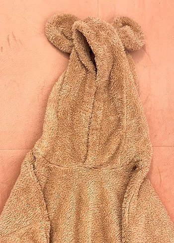 Bej Peluş Kapüşonlu Sweatshirt - Görsel 3