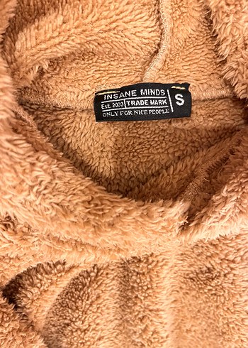 Bej Peluş Kapüşonlu Sweatshirt - Görsel 4