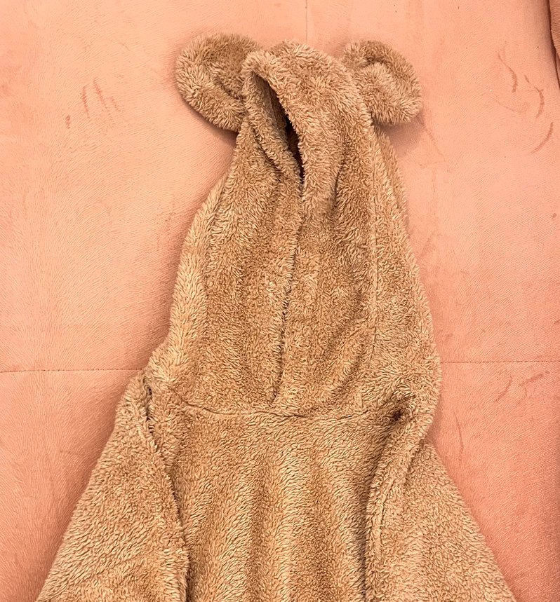 Bej Peluş Kapüşonlu Sweatshirt - Görsel 3