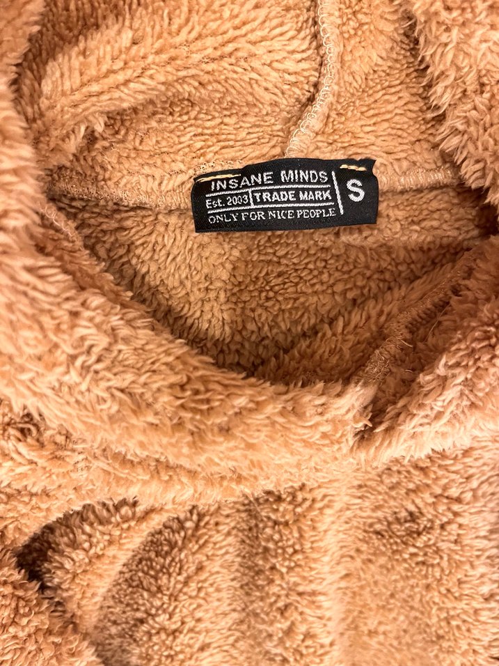 Bej Peluş Kapüşonlu Sweatshirt - Görsel 4