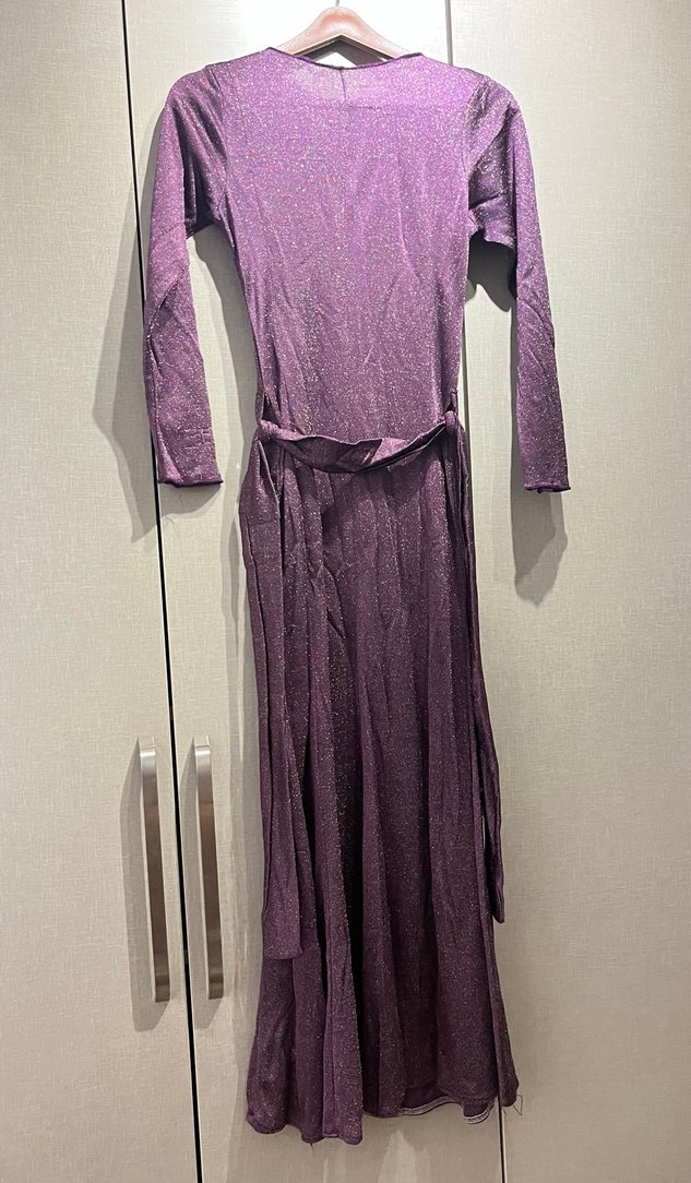 Uzun Kollu Mor Kadın Elbise - Görsel 2