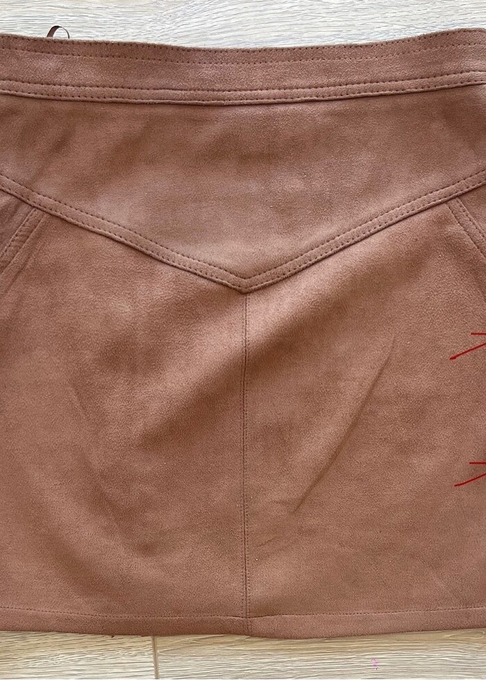 Taba suet kumas mini etek - Görsel 2