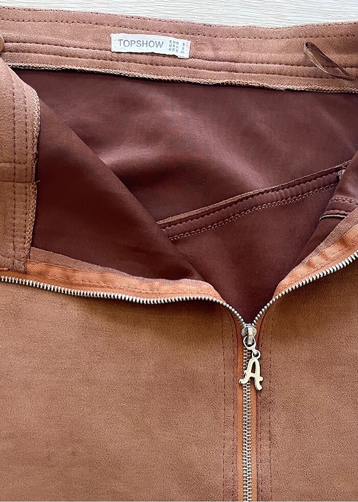 Taba suet kumas mini etek - Görsel 4