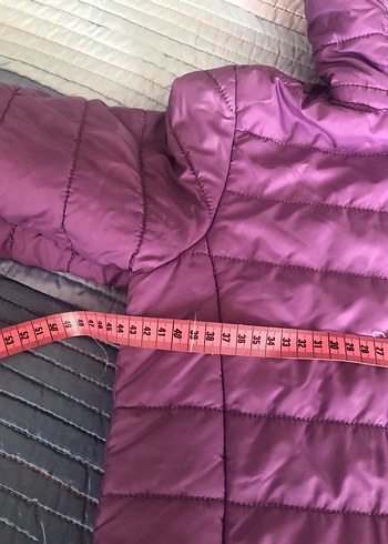 Mor Kapüşonlu Kadın Mont - Görsel 7