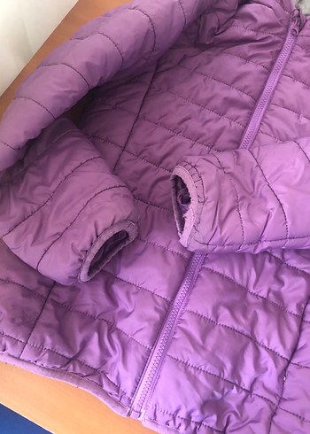 Mor Kapüşonlu Kadın Mont - Görsel 3