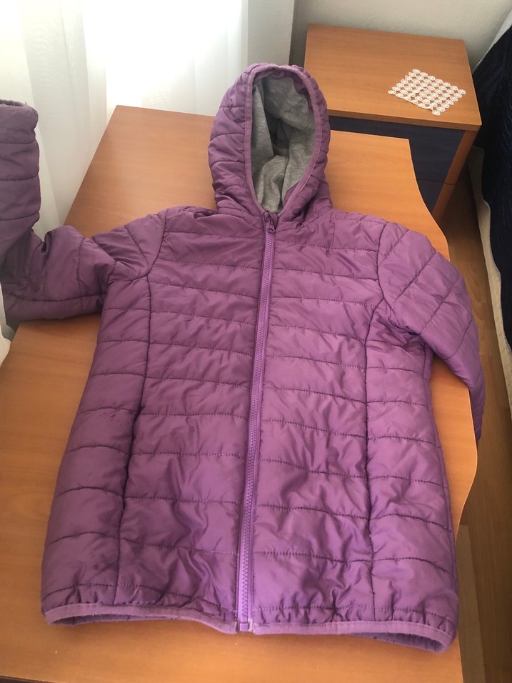 Mor Kapüşonlu Kadın Mont - Görsel 2