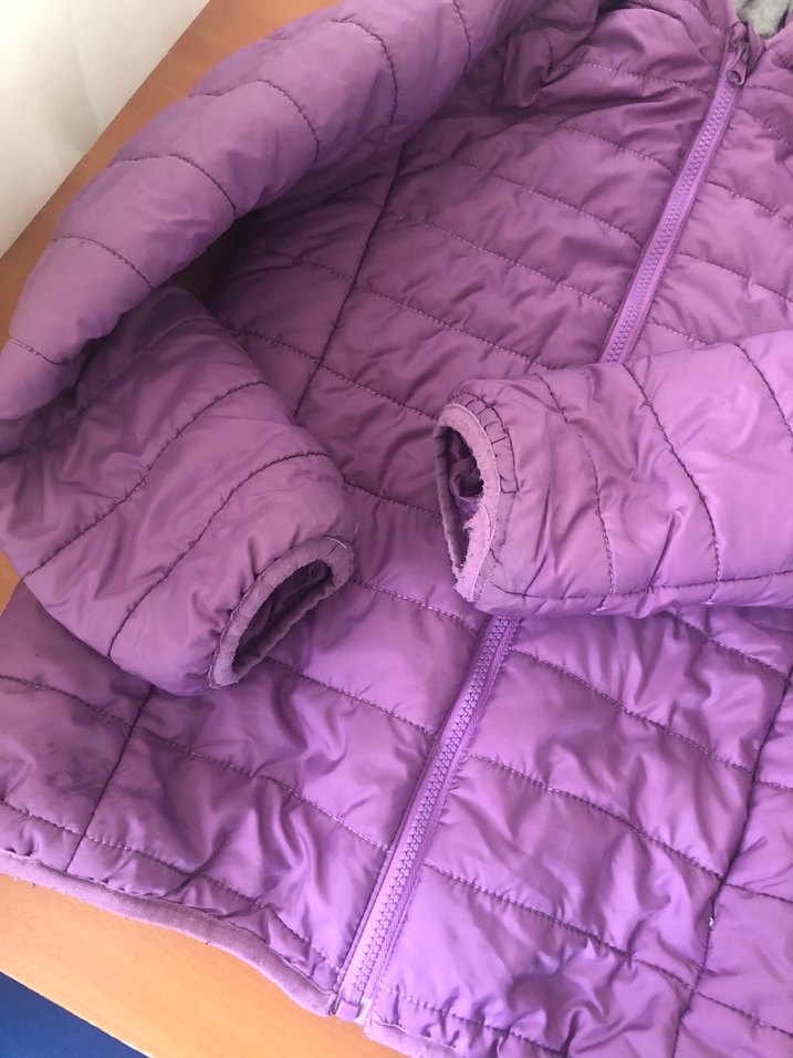 Mor Kapüşonlu Kadın Mont - Görsel 3