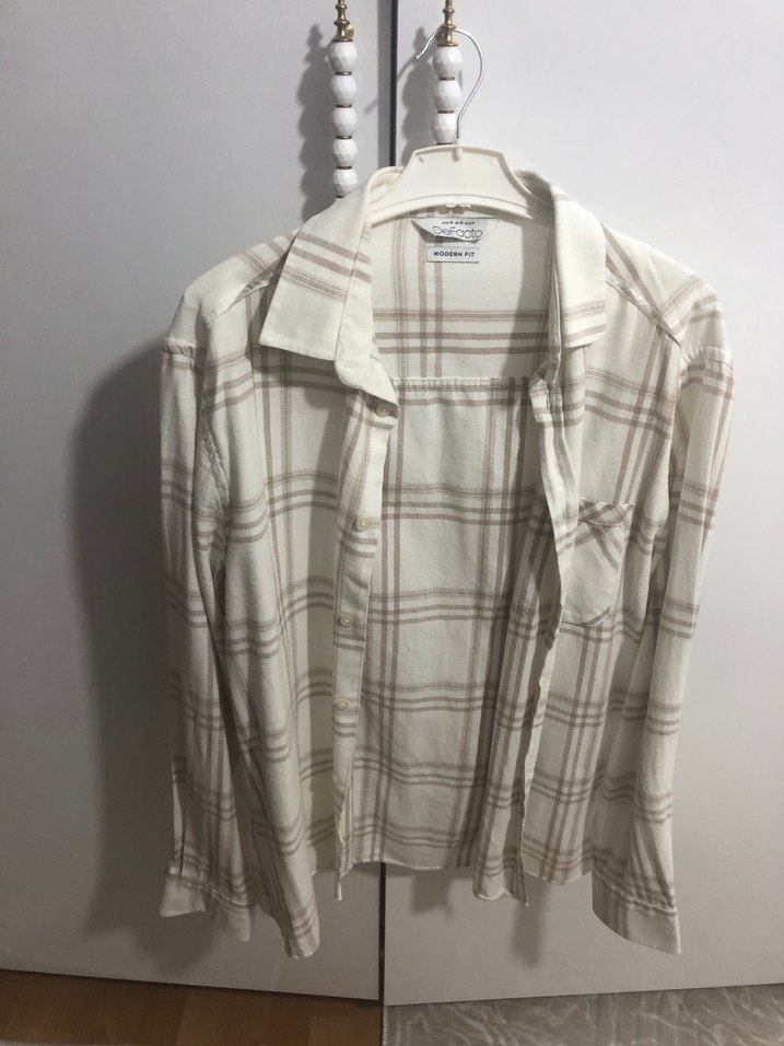 Bej Düğmeli Uzun Kollu erkek Gömlek - Görsel 2