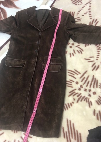 Vintage Düğmeli Kahverengi Süet Midi Kadın Kaban - Görsel 6