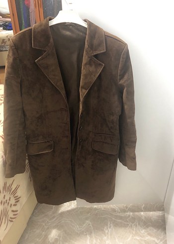 Vintage Düğmeli Kahverengi Süet Midi Kadın Kaban - Görsel 9