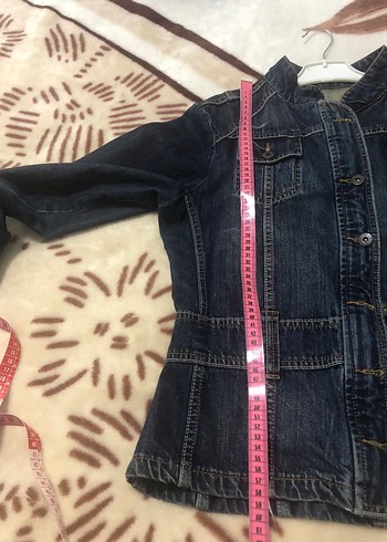 Vintage Kadın Koyu Mavi Düğmeli kot Ceket - Görsel 9