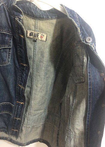 Vintage Kadın Koyu Mavi Düğmeli kot Ceket - Görsel 2