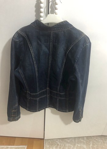 Vintage Kadın Koyu Mavi Düğmeli kot Ceket - Görsel 7