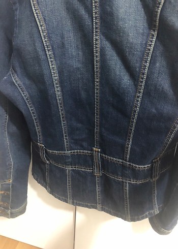 Vintage Kadın Koyu Mavi Düğmeli kot Ceket - Görsel 6