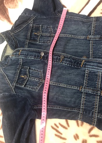 Vintage Kadın Koyu Mavi Düğmeli kot Ceket - Görsel 8