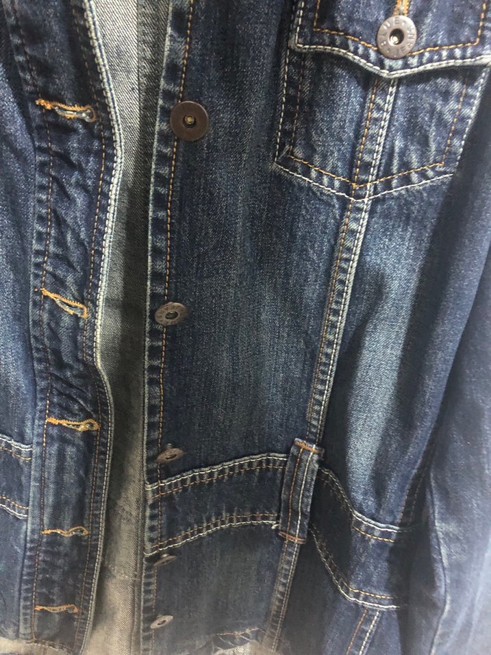 Vintage Kadın Koyu Mavi Düğmeli kot Ceket - Görsel 4