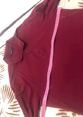 Bordo Uzun Kollu Polo Tişört - Görsel 6