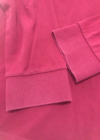 Bordo Uzun Kollu Polo Tişört - Görsel 3